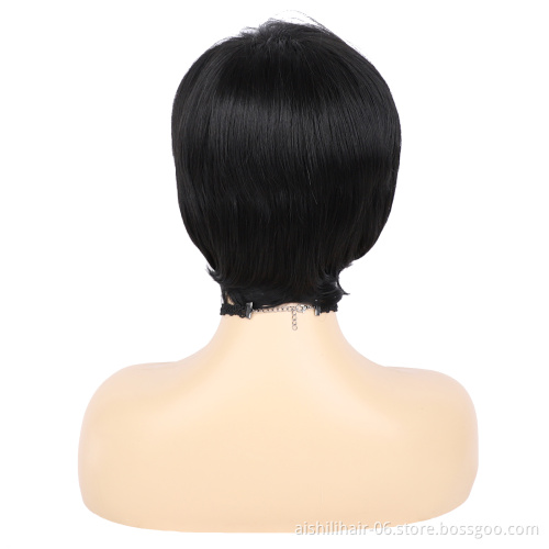 wholesale cheap short copper browan natural straight wigs synthetic hair wigs for women
